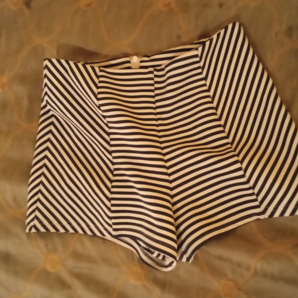 Striped Black and White Women's Shorts